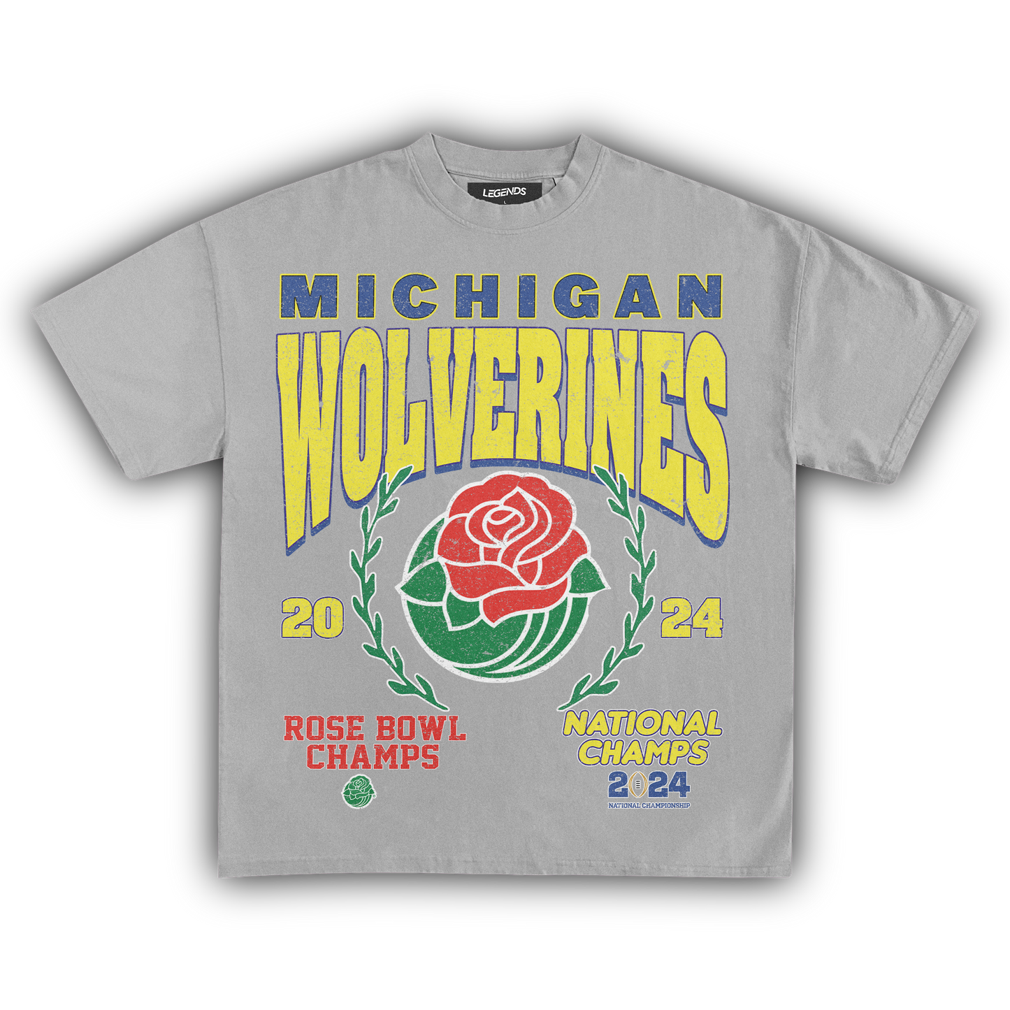 2024 MICHIGAN WOLVERINES ROSE BOWL CHAMPS VINTAGE TEE