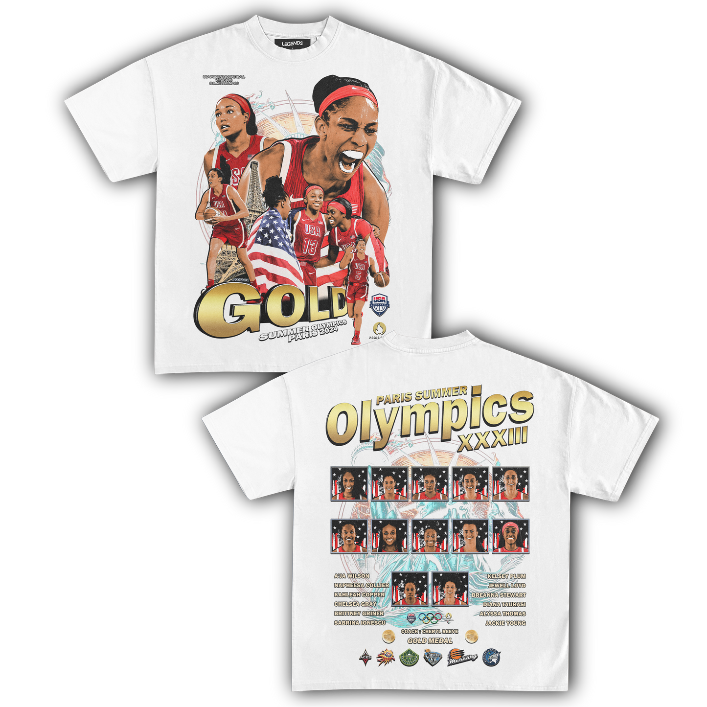 USA WOMEN'S BASKETBALL GOLD MEDAL 2024 TEE