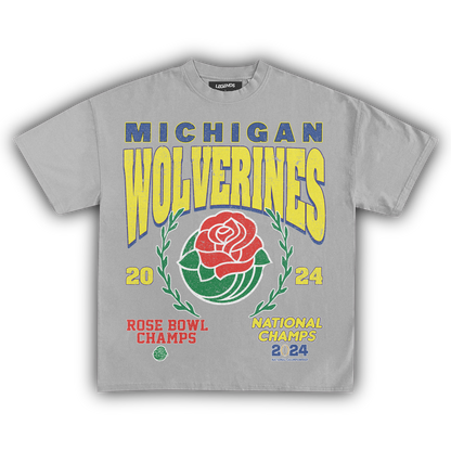 2024 MICHIGAN WOLVERINES ROSE BOWL CHAMPS VINTAGE TEE